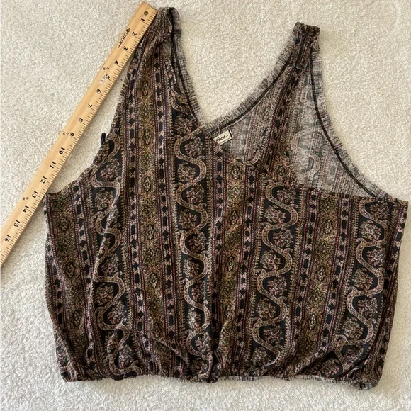 We The Free Black and Brown Embellished Cropped Tank Top - Picture 5 of 7
